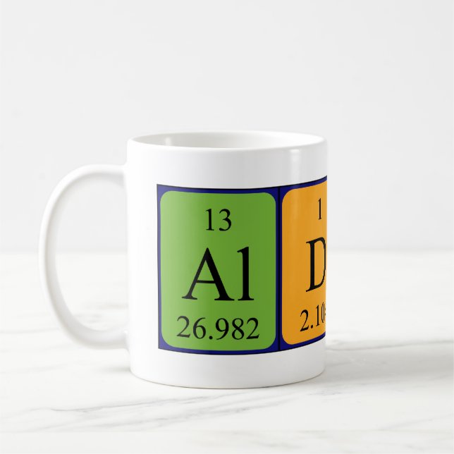 Aldus periodic table name mug (Left)