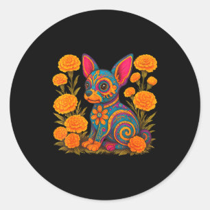 Alebrije Dog Flower Mexican Folk Art Owner Mom Dad Classic Round Sticker