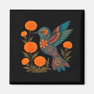 Alebrije Hummingbird Flower Mexican Folk Art Bird Magnet