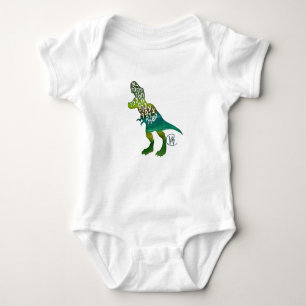 Alefsaurus Hebrew Alphabet Dinosaur Art Baby Bodysuit