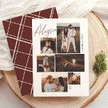 Alegría | Tarjeta de Navidad Collage de 6 Fotos Holiday Card<br><div class="desc">Elegante tarjeta de Navidad que presenta un moderno diseño de collage estilo galería. Con espacio para seis fotos en distintos tamaños. La palabra “Alegría” aparece en un estilo cursivo rojo en la esquina superior izquierda, superpuesta sobre las fotos. El nombre de la familia se muestra de manera vertical al lado...</div>