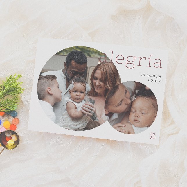 Alegría | Tarjeta Navideña Moderna con 2 Fotos Holiday Card (Creator Uploaded)