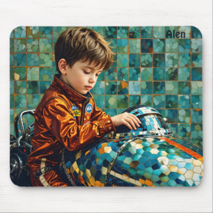 ALEN ~ Young Boy Racing Car Driver ~ Mouse Pad