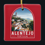 Alentejo Portugal Travel Art Vintage Ceramic Ornament<br><div class="desc">Alentejo retro vector travel design. In Portuguese,  its name means "beyond the Tagus river". Alentejo includes the regions of Alto Alentejo and Baixo Alentejo.</div>