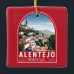 Alentejo Portugal Travel Art Vintage Ceramic Ornament<br><div class="desc">Alentejo retro vector travel design. In Portuguese,  its name means "beyond the Tagus river". Alentejo includes the regions of Alto Alentejo and Baixo Alentejo.</div>