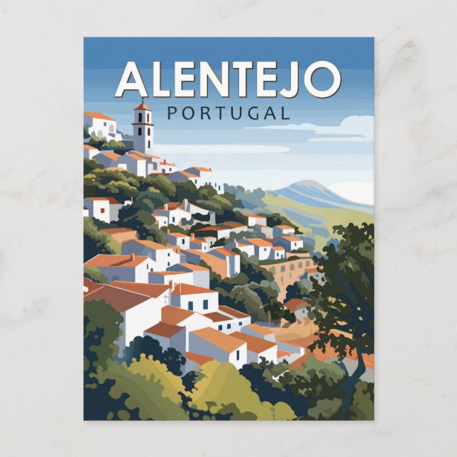 Alentejo Portugal Travel Art Vintage Postcard (Front)