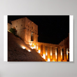 Aleppo Citadel at night Poster