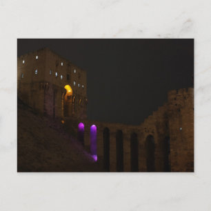 Aleppo Citadel Castle at night - Syria Postcard