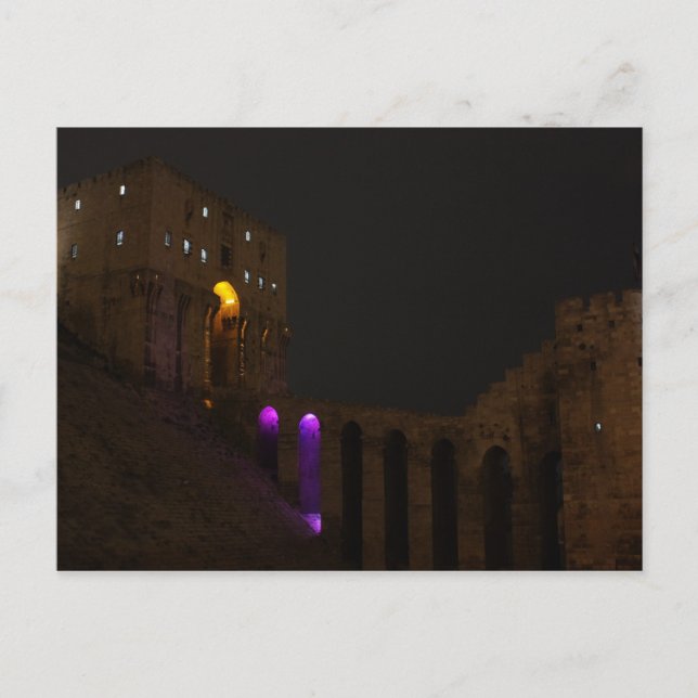 Aleppo Citadel Castle at night - Syria Postcard (Front)