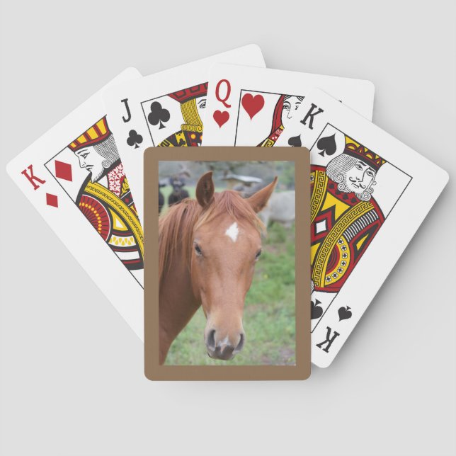 Alert Brown Horse Close-up Playing Cards (Back)