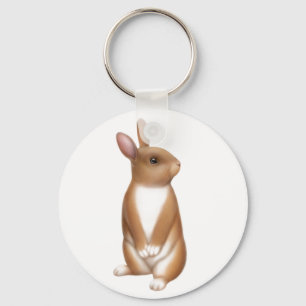 Alert Brown Rabbit Keychain