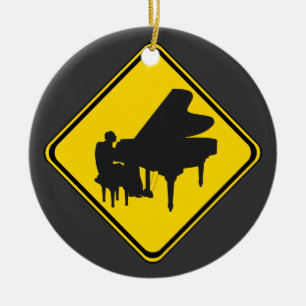 Alert: Piano Player Ahead! Ceramic Tree Decoration