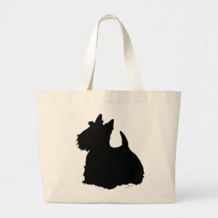 Alert Scottish Terrier Silhouette Large Tote Bag