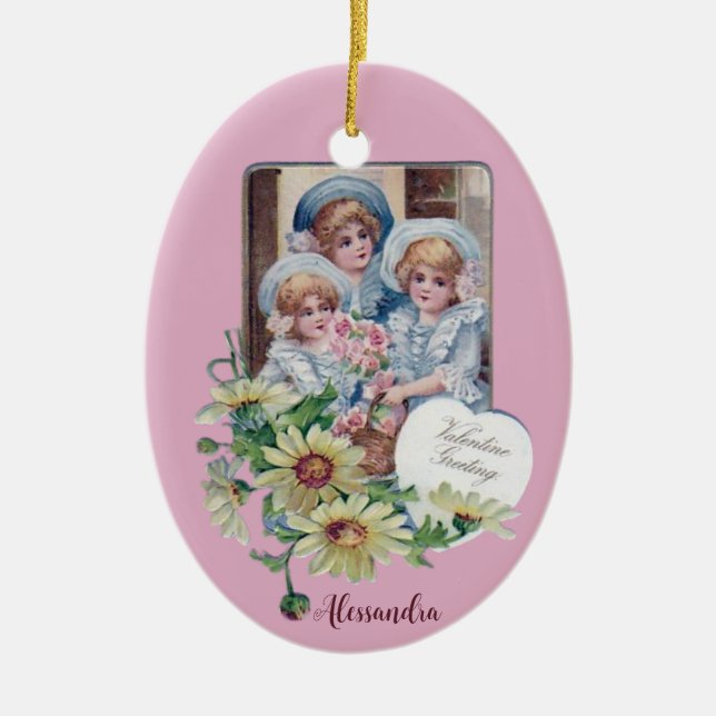 ALESSANDRA ~ VALENTINE EGG  ~ 1908 ~ CERAMIC TREE DECORATION (Front)