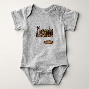 Alessandro, Name, Logo Made With Pizza, Baby Bodysuit