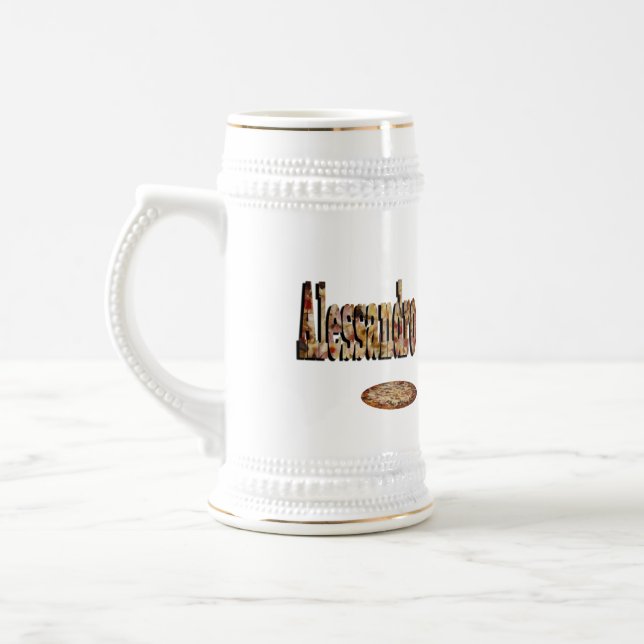 Alessandro, Name, Logo Made With Pizza, Beer Stein (Left)