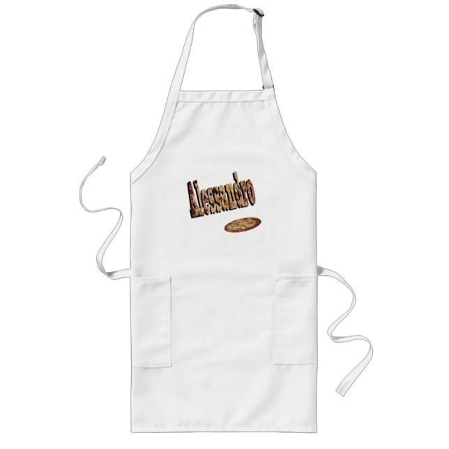 Alessandro, Name, Logo Made With Pizza, Long Apron (Front)