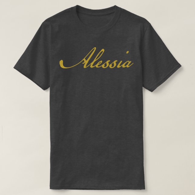 Alessia Typography Gold Script T-Shirt (Design Front)