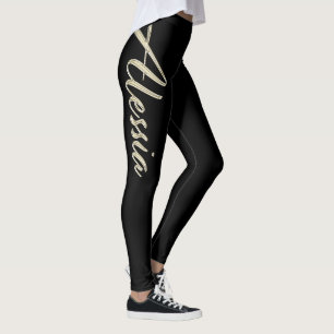 Alessia white gold Handwriting Hose Leggings
