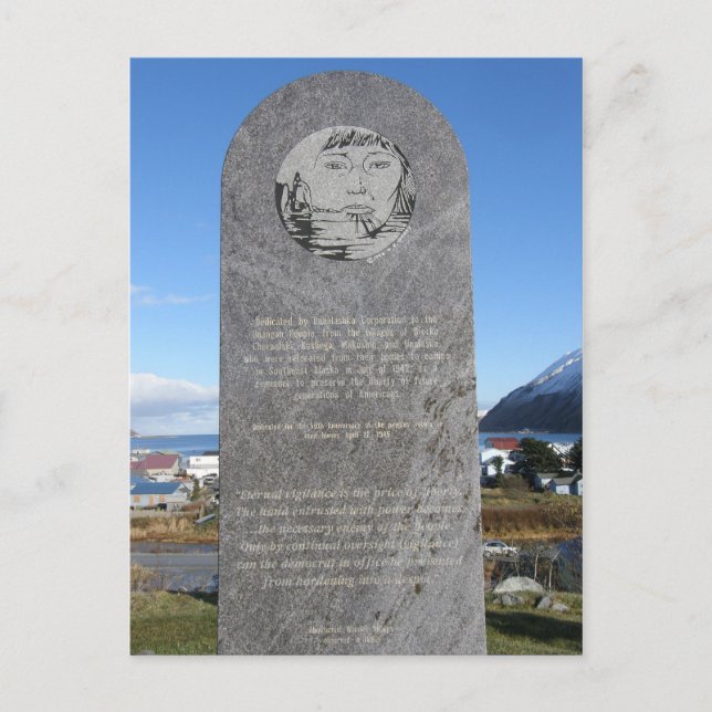 Aleut Relocation Memorial, Unalaska Island Postcard (Front)