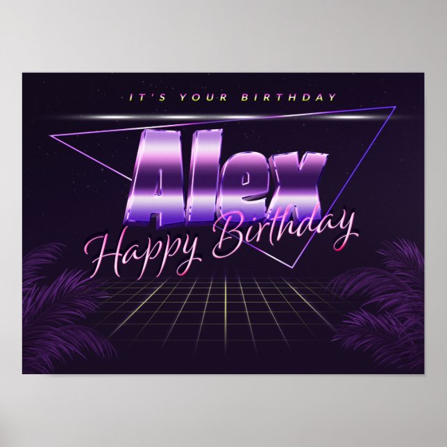 Alex Name First Name pura retro poster Birthday (Front)