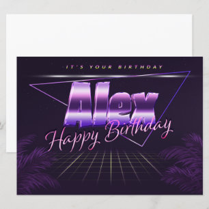 Alex Name Vorname lila retro Karte Geburtstag Card
