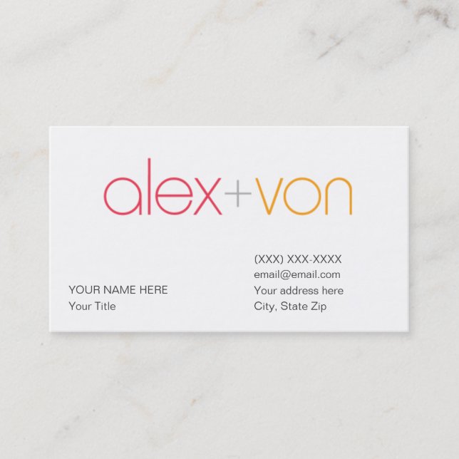 alex von Business Card Template (w/ address) (Front)