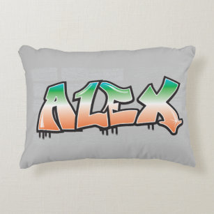 ALEX Your Name Graffiti Brick Wall Paint Splatter Decorative Cushion