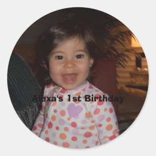 Alexa 5-07 033, Alexa's 1st Birthday Classic Round Sticker