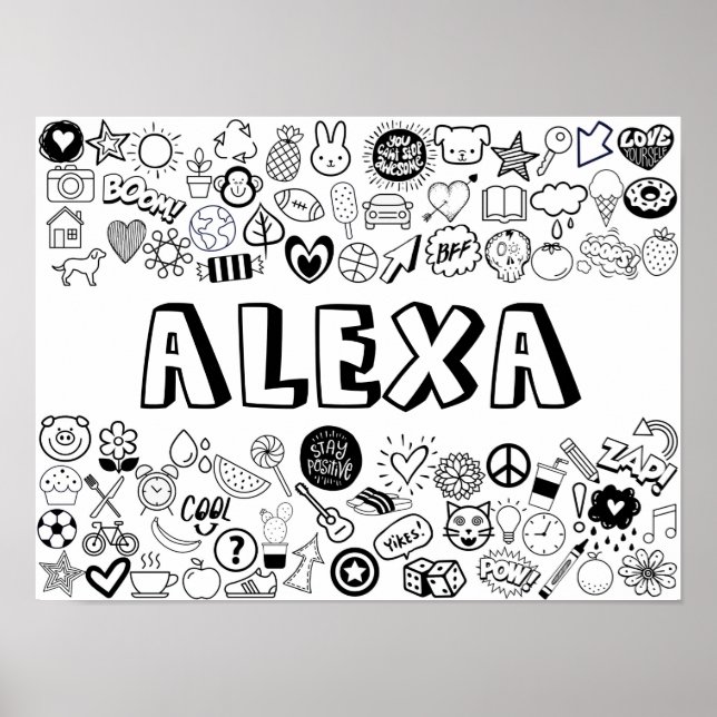 'ALEXA' Colour-it-Yourself Outline Design Poster (Front)