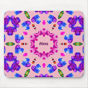 ALEXA ~ Glittering Heart Pattern ~ Personalised ~ Mouse Pad