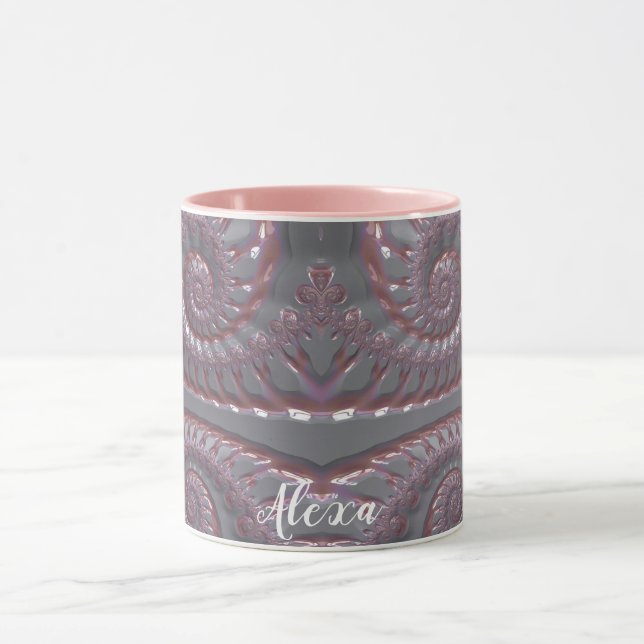 ALEXA ~ GLOSSY 3D Zany Pink Silver ~  Mug (Center)