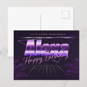 Alexa Name Vorname lila Postkarte Geburtstag Postcard