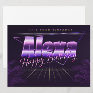 Alexa Name Vorname lila retro Karte Geburtstag Card
