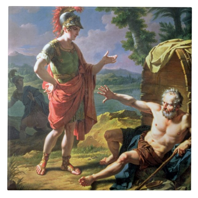 Alexander and Diogenes, 1818 (oil on canvas) Tile (Front)