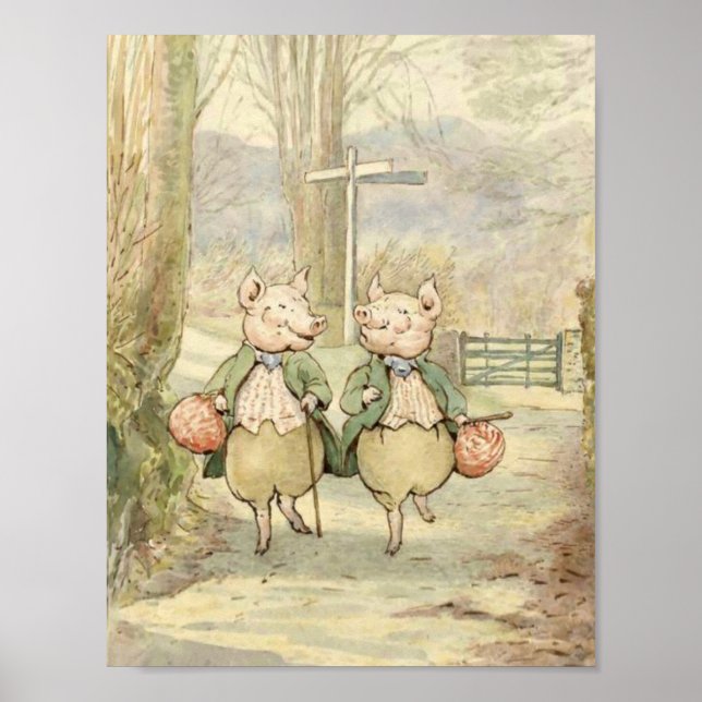 Alexander and Pigling Bland by Beatrix Potter Poster (Front)