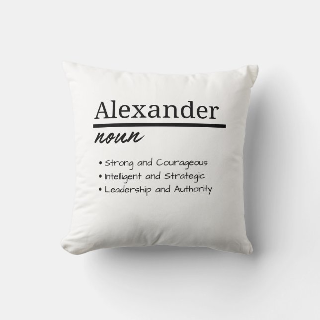 Alexander, Boy Personalised Name Definition Cushion (Front)