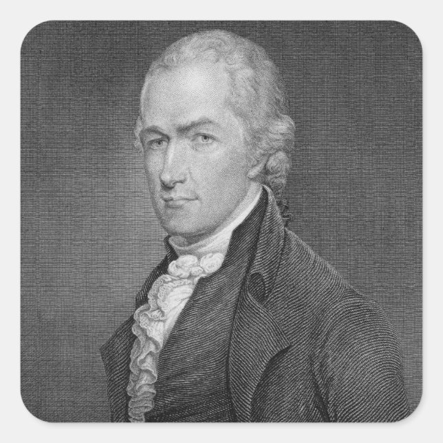 Alexander Hamilton (1757-1804) engraved by John Fr Square Sticker (Front)