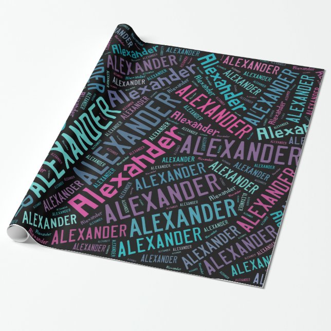 ALEXANDER Name text design - Change background Wrapping Paper (Unrolled)