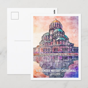 Alexander Nevsky Cathedral Travel Place Watercolor Postcard
