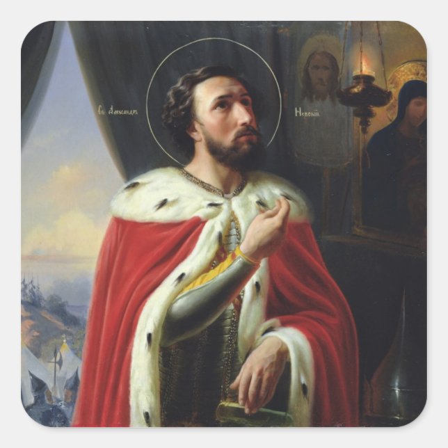 Alexander Nevsky, Duke of Novgorod Square Sticker (Front)