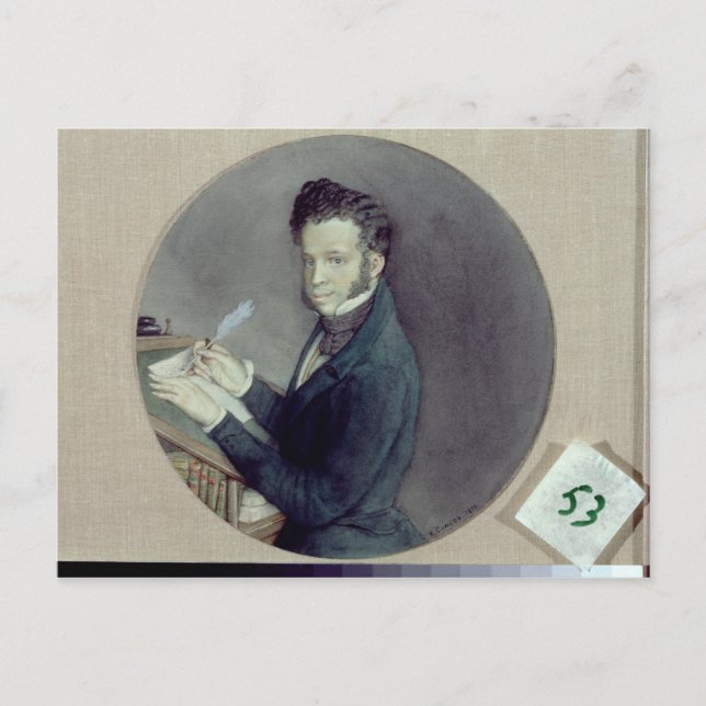 Alexander Pushkin  at Work, 1899 Postcard (Front)