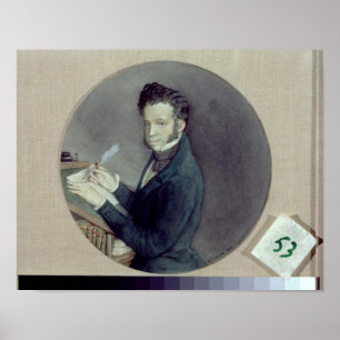 Alexander Pushkin at Work, 1899 Poster