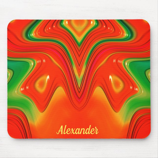 ALEXANDER ~ Red Green and Yellow Design Mouse Pad (Front)