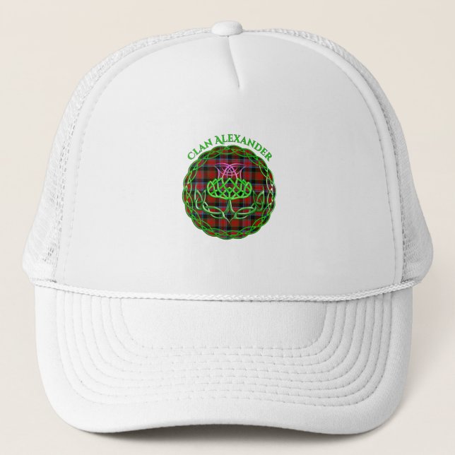 Alexander Scottish Tartan Celtic Thistle Trucker Hat (Front)
