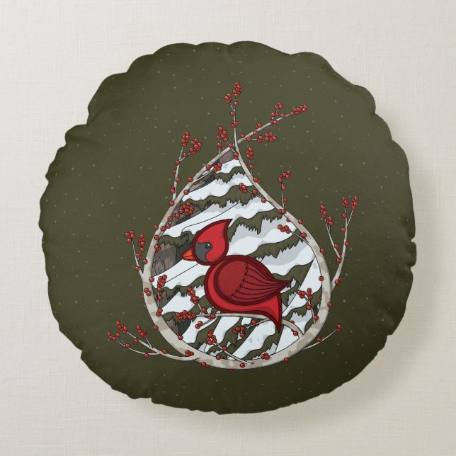 Alexander the Cardinal Round Pillow (Front)