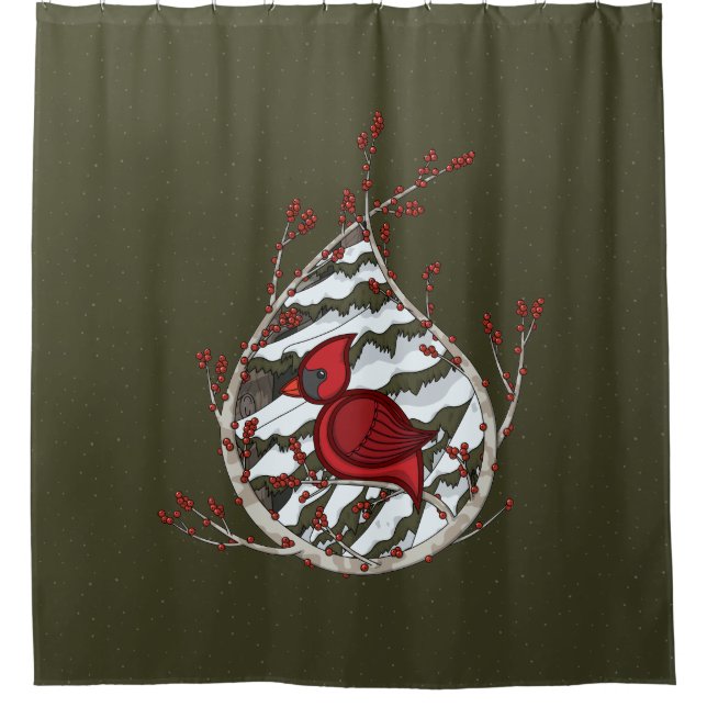 Alexander the Cardinal Shower Curtain (Front)