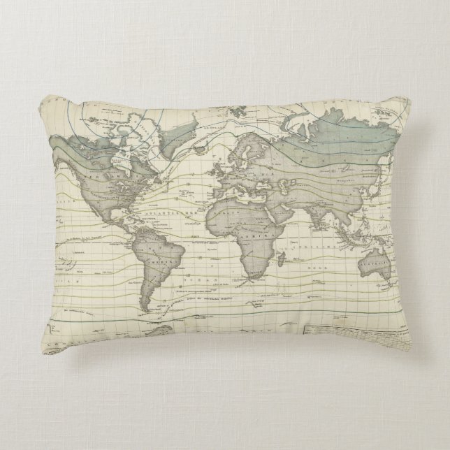 Alexander von Humboldt's system isothermal curves Decorative Cushion (Front)