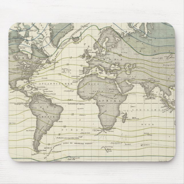 Alexander von Humboldt's system isothermal curves Mouse Pad (Front)