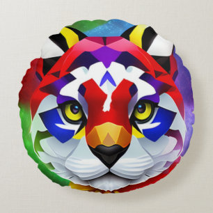 Alexander's Cat blue round poly throw pillow